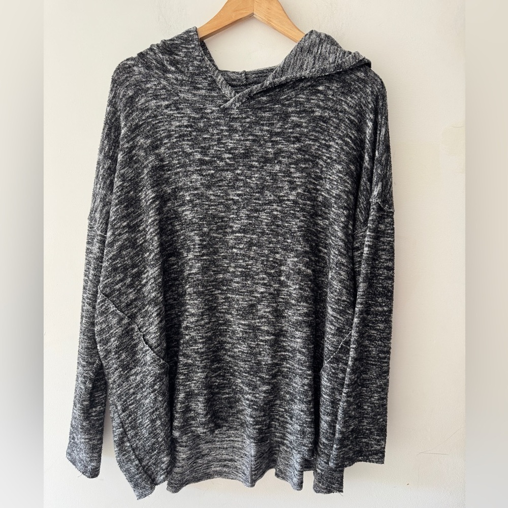 Aerie Soft & Sexy Plush Marled Black Oversized‎ Hoodie